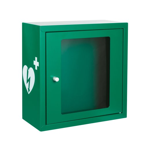 ASB1020-G-ILCOR-W - Szafka na defibrylator AED z alarmem akustycznym i świetlnym uruchamiającymi się po otwarciu drzwiczek - 37 x 37 x 17 cm