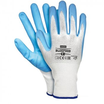BLUEFOOD - Rękawice ochronne wykonane z nylonu, powlekane nitrylem - 6-10