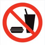 AS017 Piktogram Zakaz wchodzenia z jedzeniem i napojami - samoprzylepna folia PCV - 120x120 mm.