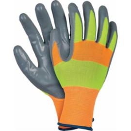 STRADA - rękawice ochronne powlekane nitrylem w kolorze żółto - pomarańczowym - 7-10.