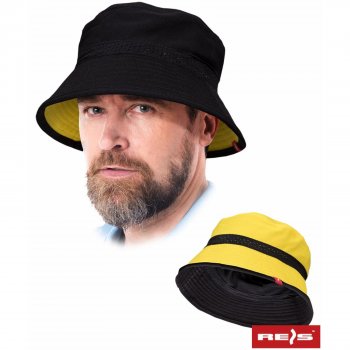 HATREVERSE - dziany kapelusz dwustronny czarno-żółty, 100% poliester - 52-56.