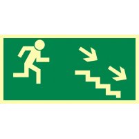 AA004 Kierunek do wyjścia drogi ewakuacyjnej schodami w dół w prawo 