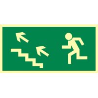 AA006 Kierunek do wyjścia drogi ewakuacyjnej schodami w górę w lewo 