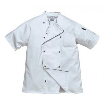 C676 Przewiewna bluza kucharska z krótkim rękawkiem - S-3XL.