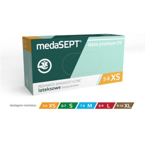 Rękawice lateksowe bezpudrowe medaSEPT Latex Premium PF 100szt S-L
