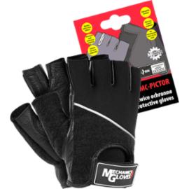 RMC-PICTOR - Rękawice ochronne wykonane z wysokiej jakości skóry bydlęcej połączonej z tkaniną, bez końcówek na palcach - L-XL