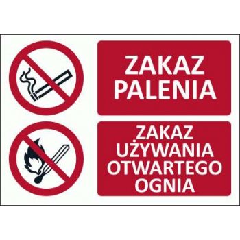 T013 - Zakaz palenia/Zakaz używania otwartego ognia - 700x500 mm.