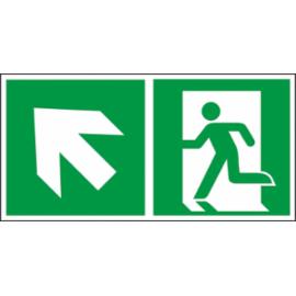 Z-E001-3 - Znak ewakuacyjny „Kierunek do wyjścia w lewo i w górę (za drzwiami)” - 150x300