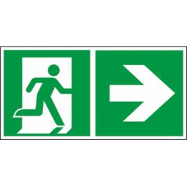 Z-E002-1 - Znak ewakuacyjny „Kierunek do wyjścia w prawo i prosto (za drzwiami)” - 150x300