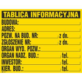 Z-TB1 - Tablice budowlane „Tablica informacyjna budowy” - 700x900