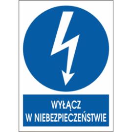ZZ-1ENA - Znak elektryczny Wyłącz w niebezpieczeństwie.  - 52X74-105X148