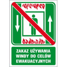 ZZ-50E - Znak ewakuacyjny Zakaz używania windy do celów ewakuacyjnych - 150x205-200x300